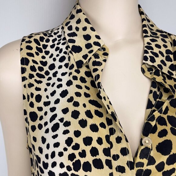 EQUIPEMENT Lucinda 100% Silk Luxury Leopard Sleeveless Pockets Shirt Dress sz‎ S - Picture 4 of 7